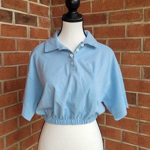 Cropped Blue Polo Tee